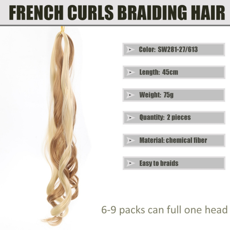 Wigs female French Curly hair Crochet needle weave Hair 2-piece set Curly hair Braid cauda equina big roll cauda equina CRRSHOP women beauty care hair dressing wigcolor  # 08
