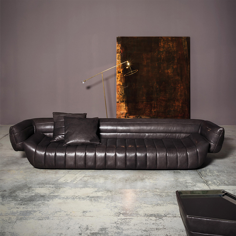 FFLRS021 Flannel Nordic Simple Modern Soft Couch Banana Shape Upholstered Sofa for Living Room, Dorm