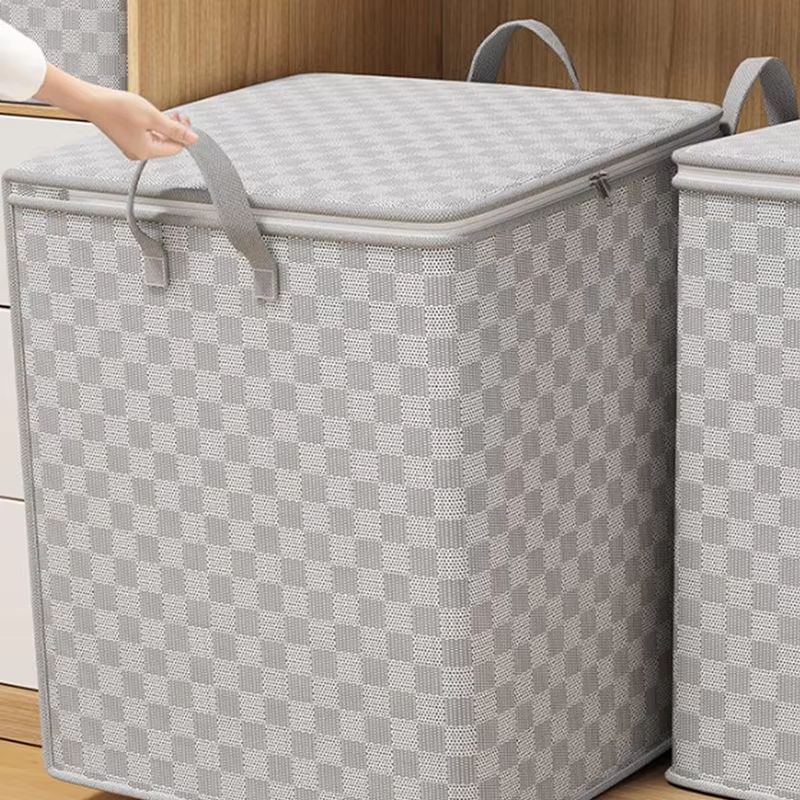 Non-woven Quilt Storage Bag With Lids Zipper Foldable Clothes Quilt Bins Container Large Capacity Dust-proof Bag Organizer Household Moving Bag