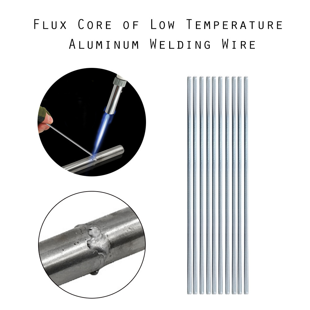 Aluminum Welding Rods, 20-Pack Universal Low Temperature Aluminum Welding Cored Wire for Electric Power, Chemistry, Food, Silver 50cm 2/1.6mm