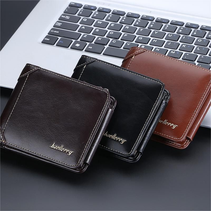 9190 Men's Retro Short Zipper Wallet Multi-Card Wallet