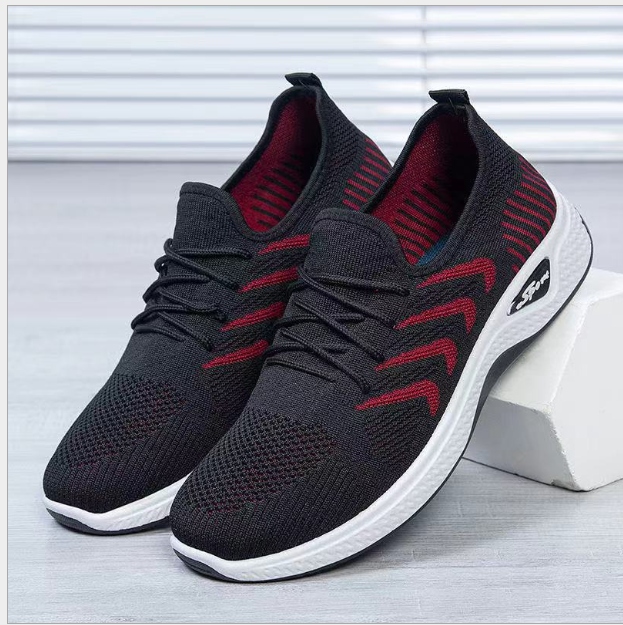 Shoes woven mesh Men sneakers breathable and comfortable men's shoes lace up casual shoes Close Size