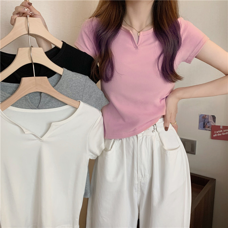 165 Women's Design Sense Slim Casual T-shirt Short Sleeves