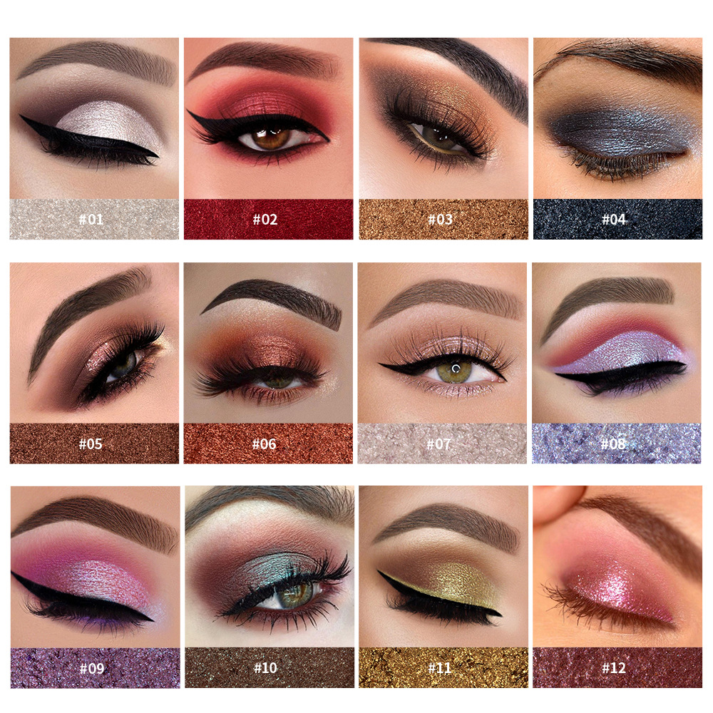 Eyeshadow beauty care eye makeup CRRshop free shipping best selling Makeup female 12 color polarized pearlescent eye shadow bright crystal color makeup plate eye shadow cream women girl present