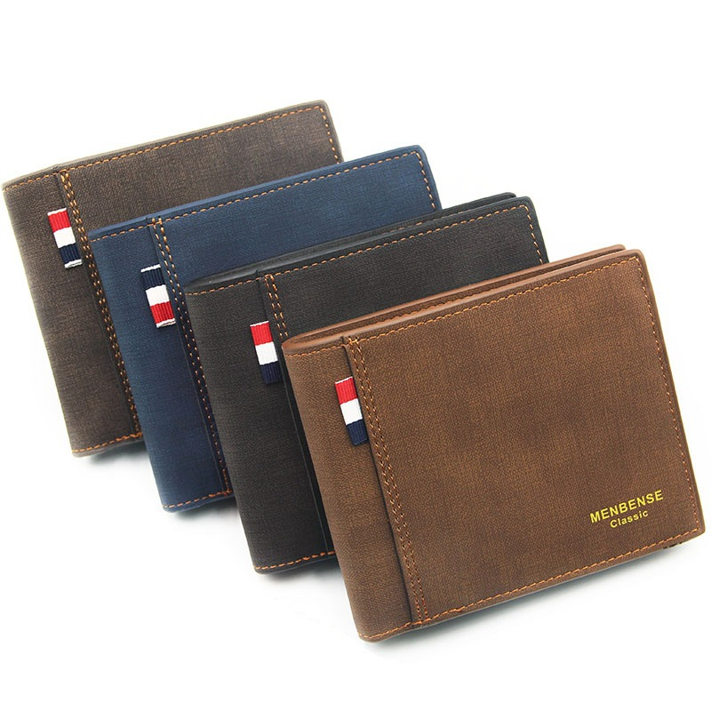 022-1 Men's Fashion Retro Business Scrub Short Large Capacity Wallet