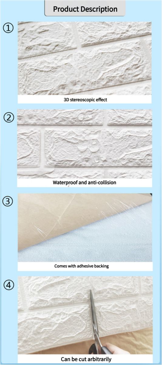 【Multi pcs】Soundproof Peel and Stick Wall Covering 3D Home Wallpaper Interior Decoration Design, Can Also Be Used in Kitchen