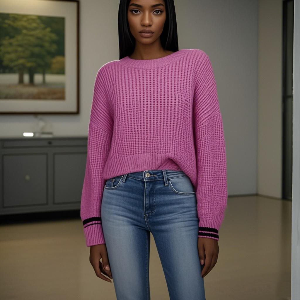 Wool knit Sweater Round Neck Women's Sweater