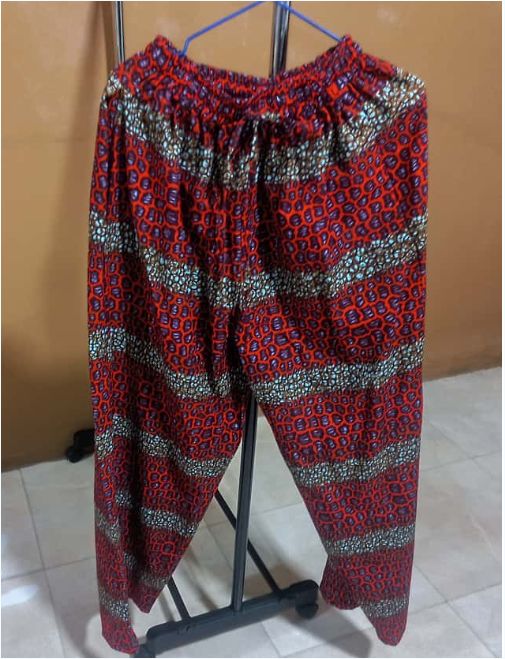 Style Pants Elastic Waist Soft Print Fabric Trousers-100% Cotton 