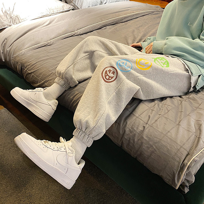 YS Men's Summer Versatile Thin Sweatpants Printed Wide-Leg Pants