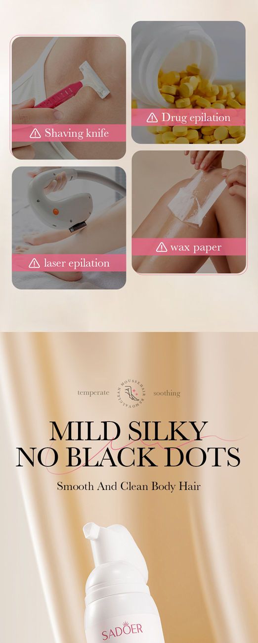SADOER Soft and silky hair removal mousse Gentle and non-irritating underarm hair removal cream Hair Removal Clean Mousse