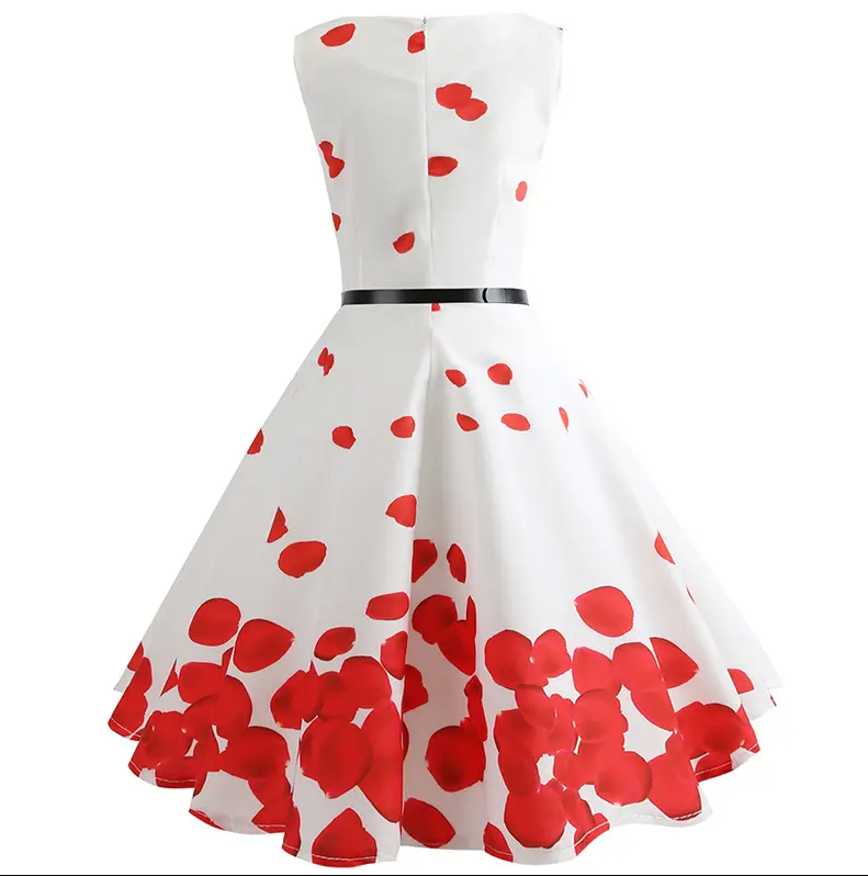 2023 Women Summer Dress Floral Print Retro Vintage Casual Party Office Robe Rockabilly Dresses Vestido Mujer