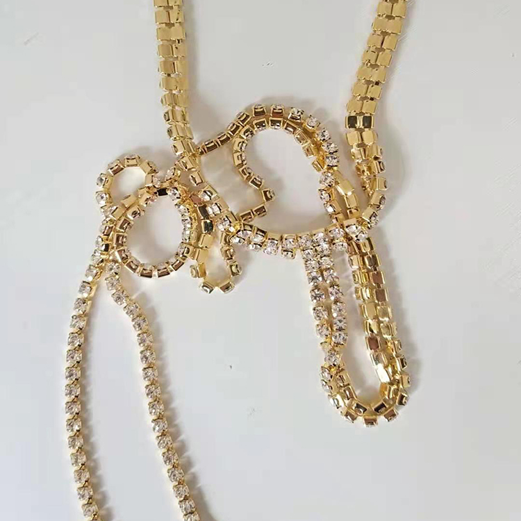 Two-piece Gold Necklace and Earrings with Diamonds Gift Set