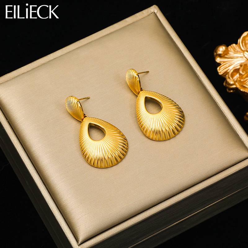 F871 Stainless Steel Gold Color Water Drop Earrings For Women Fashion Waterproof Ear Jewelry Gift Party