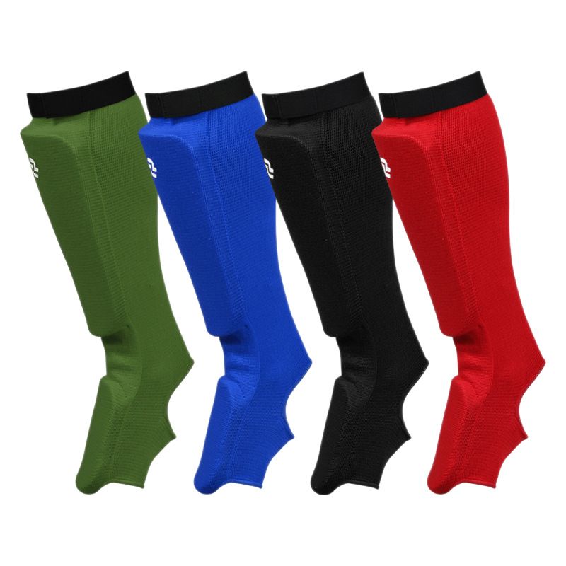 Thick Foam Shock Absorb Kickboxing Shin Instep Guards, Adjustable Strap Muay Thai Boxing MMA Karate Sparring Leg Protector, Breathable Full Calf Foot Wrap Martial Arts Training Gear, S/M/L Sizes Green Blue Black Red, Custom Logo OEM ODM Available
