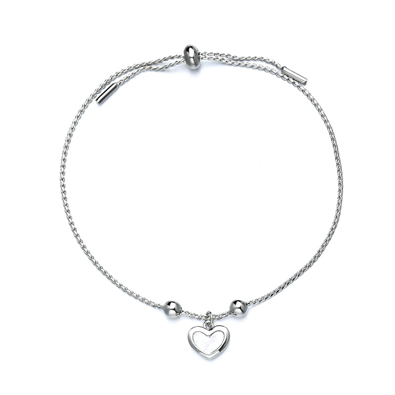 B171 women's heart pendant bracelet Love shell bracelet Creative ball beads retractable adjustable chain
