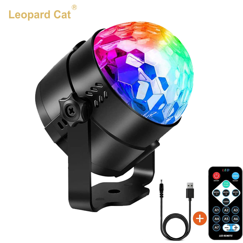 Leopard Cat Party Light, Disco Ball Party Lights Sound Activated with Remote Control, 7 Color Modes Strobe Light for Home Room Dance Birthday DJ Bar Karaoke Xmas Wedding 
