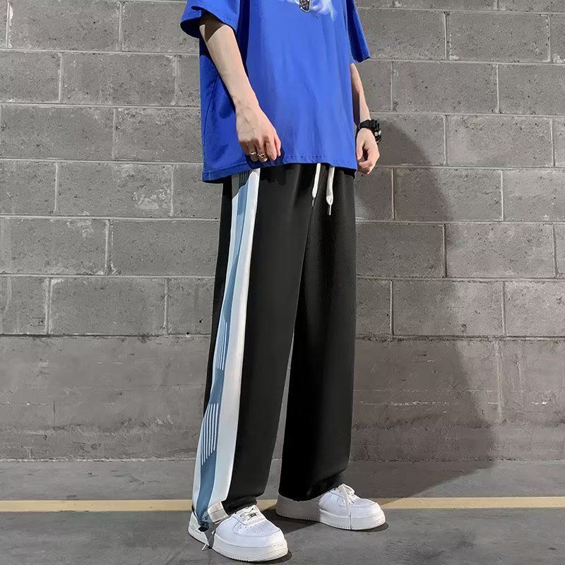 XCS D170 Men's Summer New Striped Sports Pants Loose Casual Wide Leg Pants