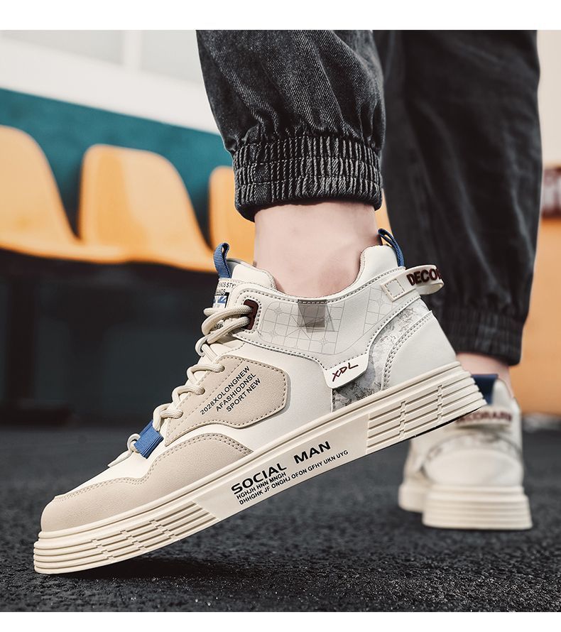 Skateboarding Shoe New High Top Shoes for Spring Summer Men's Flat Bottomed Board Shoes Trendy Versatile Student Casual Single Shoes for Men