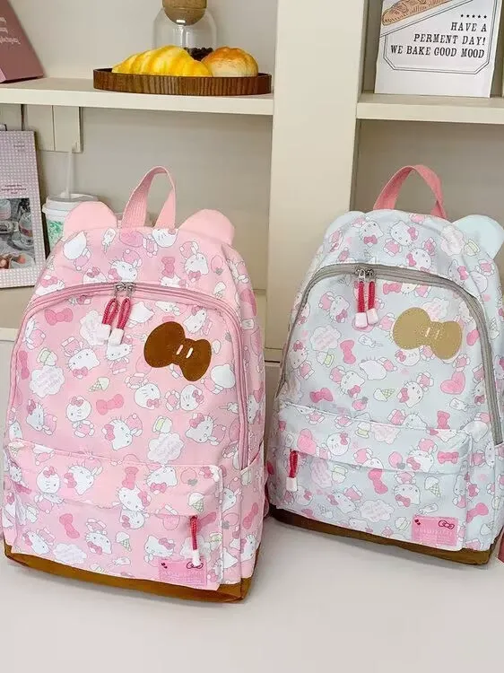 Cute Cartoon Hello Kitty Backpack for Girls Ins Niche Large Capacity School Bag Minimalist Versatile Casual Daily Backpack for Student Travel Outdoor