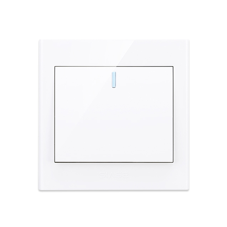 1 GANG Circuit Push Button Wall Switch With Neon Indicator White