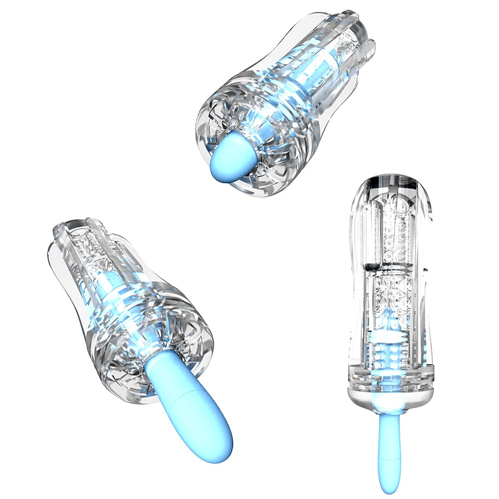 YY715 Manual/Automatic Sucking Extrusion Male Masturbators, Portable Transparent Pocket Pussy Stroker with Vagina Textured Blowjob Sex Toys Penis TPE Masturbation Sleeve for Men