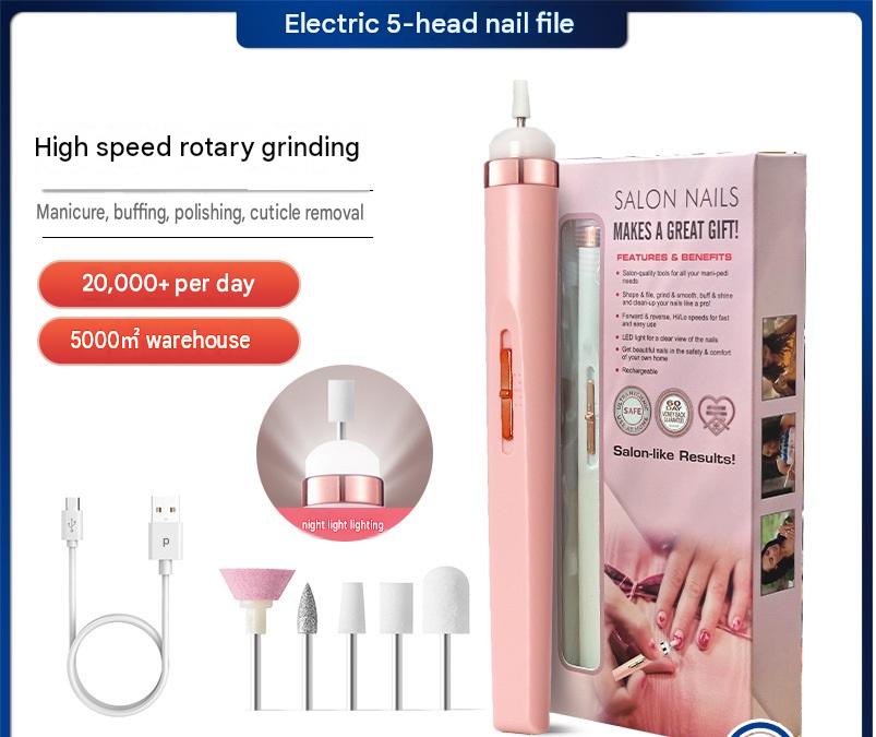 Mini Electric Nail Drill Portable Nail Polisher Remover Machine Household Manicure Pedicure Nail Grinding Tool
