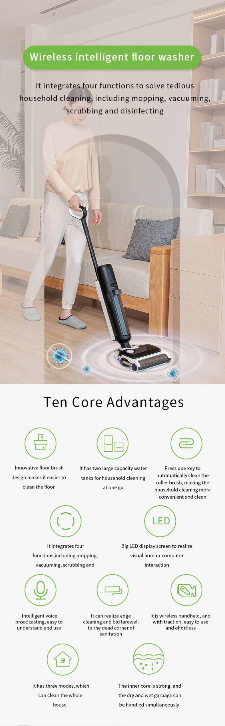 CF-X2101A Floor Cleaner Machine & Lightweight Carpet Shampooer, Portable Upholstery Spot Cleaner with Heated Wash, Power Dry, LED Display, and Odor-Eliminating Cleaning Formula