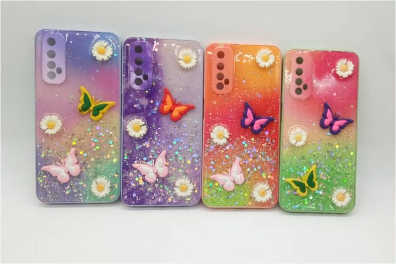 REALME NARZO 20 PRO FANCY Mobile Back Case, Non-Moving Glitter Cover for Girls & Women 
