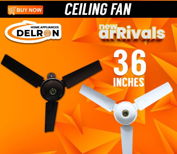 Delron DS36-10B Ceiling Fan - 36" White