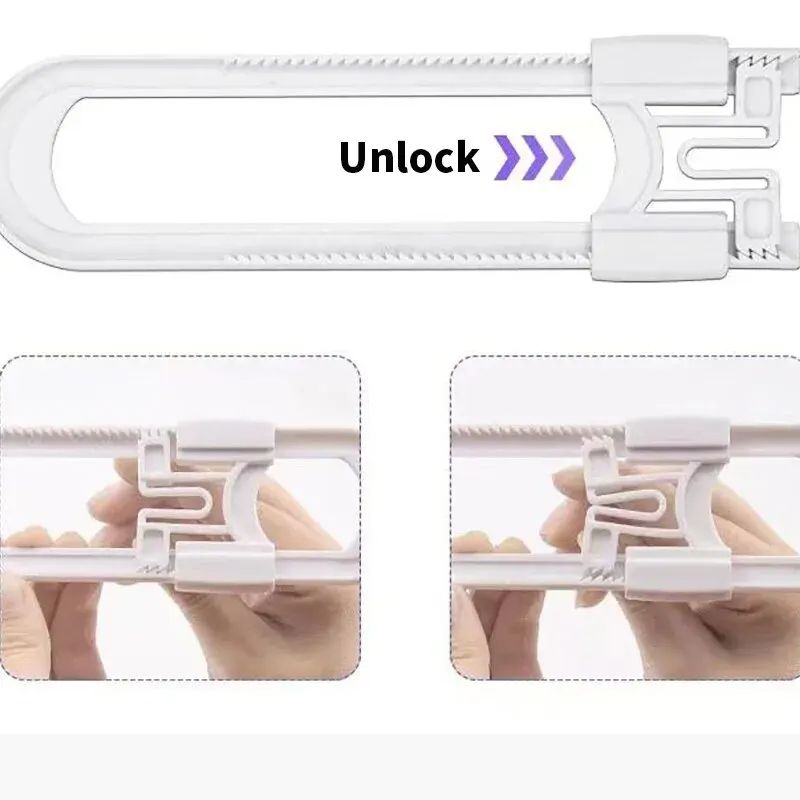 1PCS Baby Proofing Cabinet Locks Adjustable U Shaped Latches for Drawers Fridges Closet Modern Lock with Extra Secure Buttons