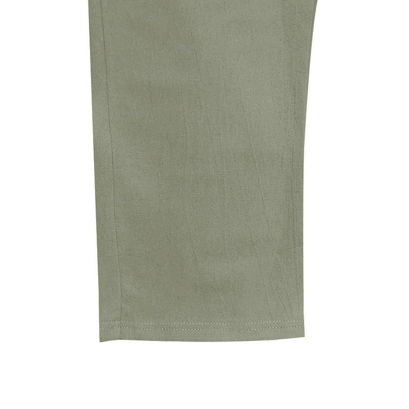Men's Bottoms Pants Casual American Men's Cotton Linen Pants Button Decoration Drawstring Summer Beach Pants Straight Tube Solid Color Breathable Pants