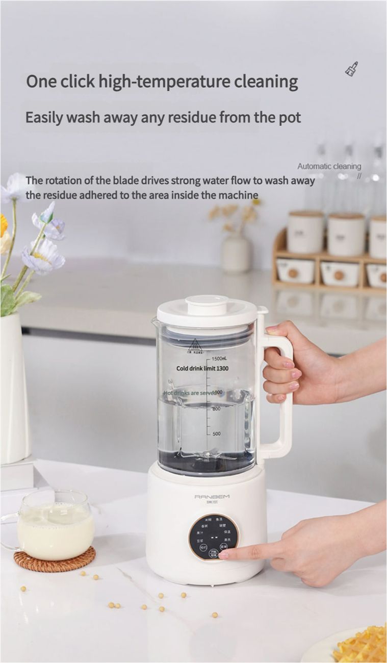 Ranbem Professional Countertop 1000-Watt Base and Total Crushing Technology for-Smoothies, Ice and Frozen Fruit, Black, Blender Pitcher