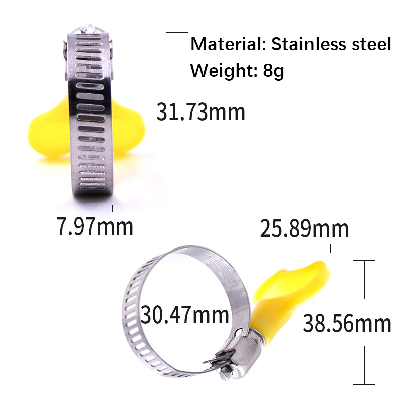12pcs Automobile oil pipe hose clamp plastic handle hose clamp stainless steel hose clamp clamp buckle water pipe clamp leather pipe buckle clamp gas pipe hose clamp