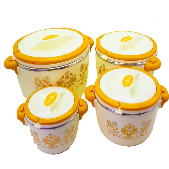 4pcs Set Insulated Stainless Steel Food Warmer Dish Bowl - Food Dish To Keep Food Hot And Fresh For 4-6 Hours