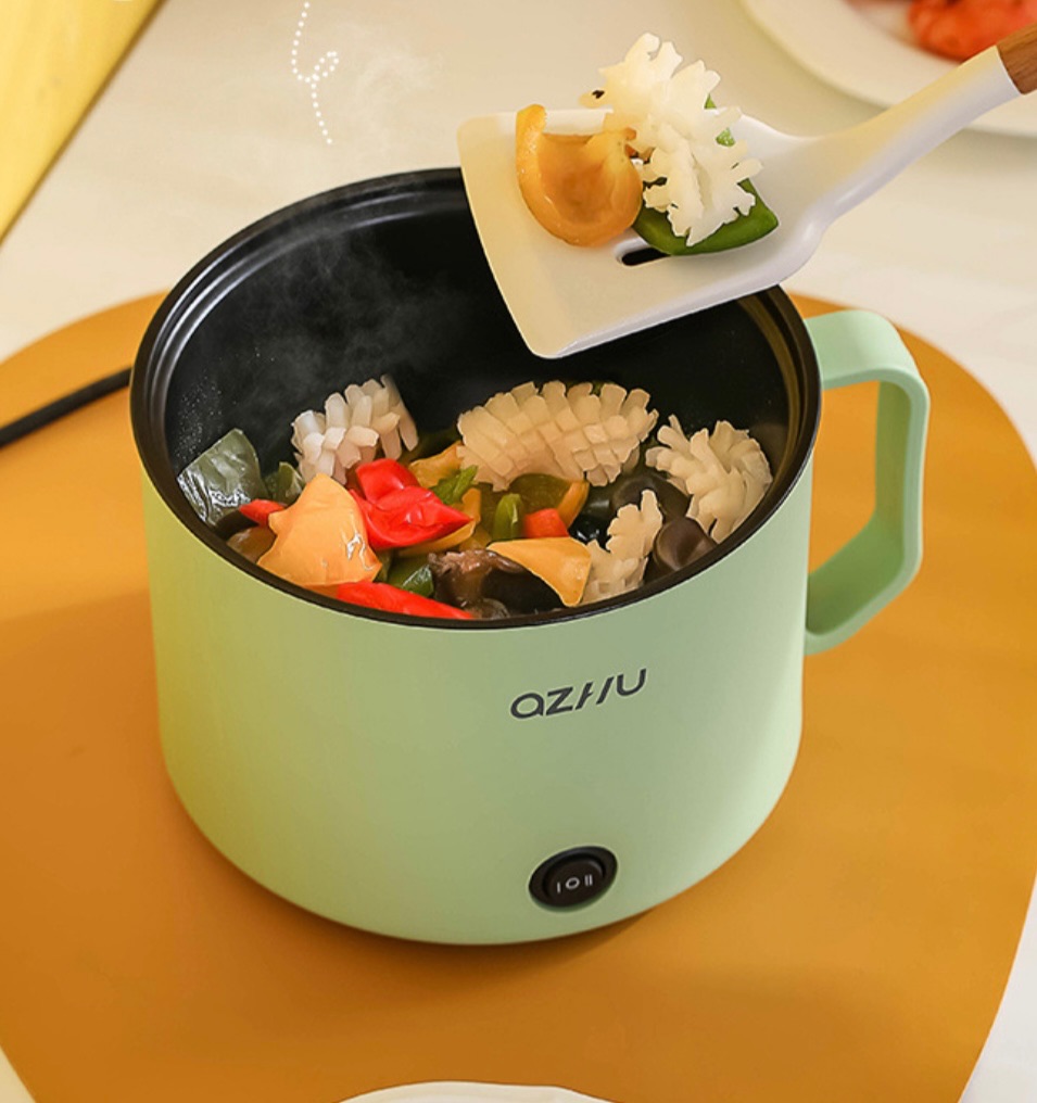 Electric Hot Pot,1.8L Household Rapid Noodles Cooker, Electric Cooker,Multifunctional Cooking Pot，Frying Pan,Mini Steamer,Non-Stick Casserole，Mini Multi-Cooker for Pasta Noodles, Soup, Boiled Eggs, Vegetables, Meat 