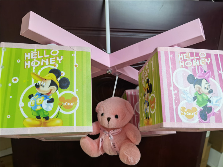 Square Droplight Ceiling Lamp Mickey Mouse Little Bear Pendent Light E14 4*40W MAX 