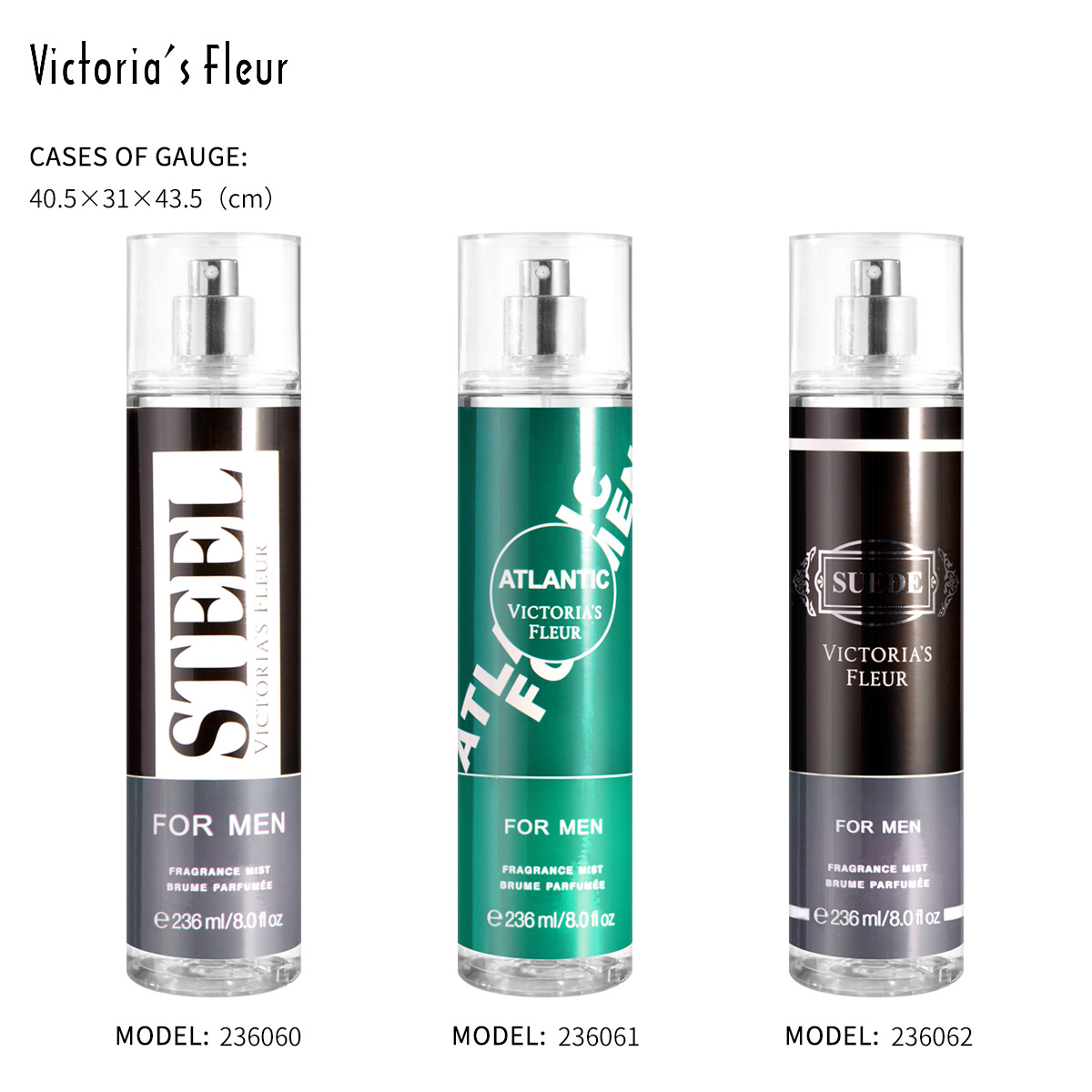 Victoria Flower Perfume Spray Mist 236ml Men's Durability Pale Scented Woody Musk Body Spray