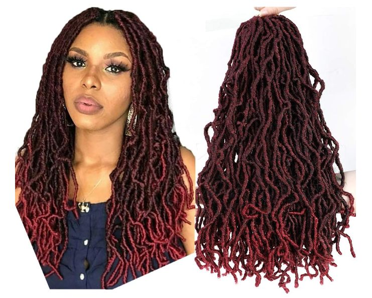 Obaasima Strands Faux Locs Crochet Braids Hair Pre Looped Soft Dreadlocks Braiding Hair Goddess Faux Locs Pack- Soft Locs Crochet Hair WINE (TBUG#)  	
