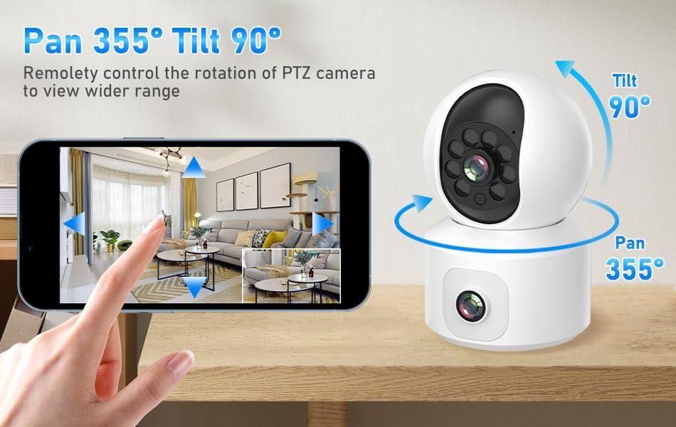 Indoor Pan/Tilt Smart Security Camera, 1080p HD Dog-Camera,2.4GHz with Night Vision,Motion Detection for Baby and Pet Monitor, Cloud & SD Card Storage, Works with Alexa& Google Home (EC70), White