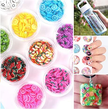 AKAKD DIY handmade jewelry accessories fruit flowers soft pottery stick slices cream gel hair accessories phone case material accessories（1 boxed）
