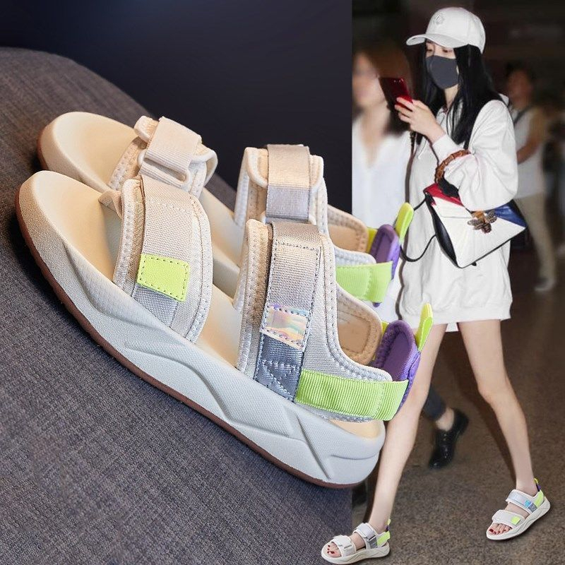 Women's New Fashion Versatile Flat Heel Sandals Comfortable Velcro Sports Sandals
