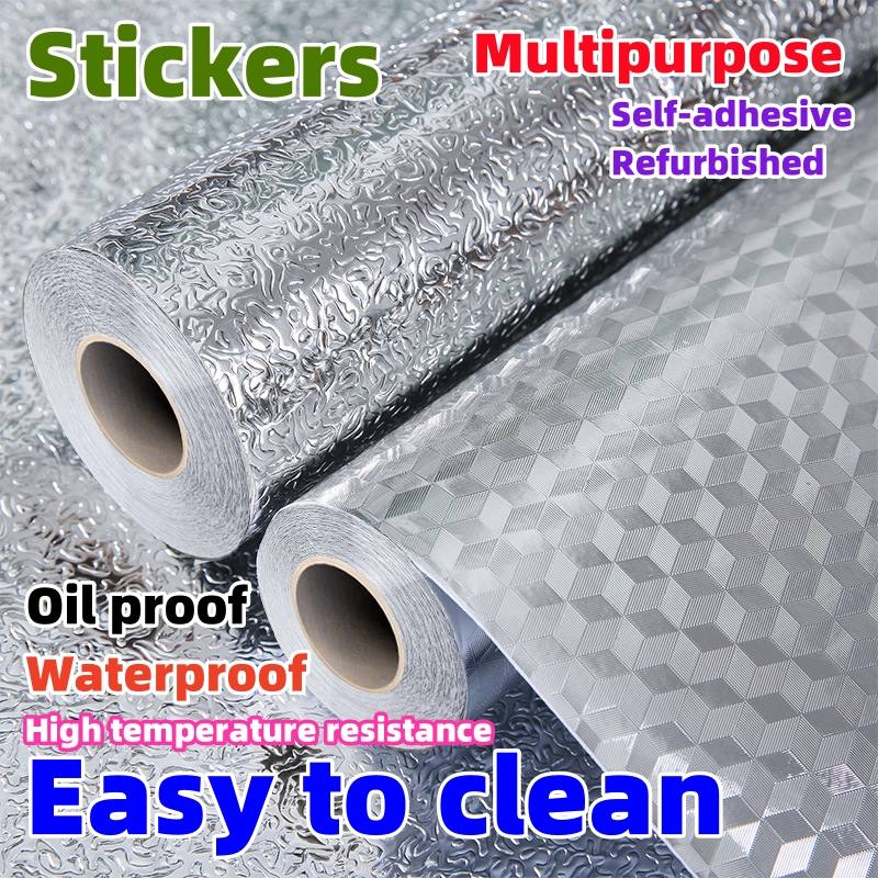 Sticker Self adhesive wallpaper, waterproof, kitchen oil resistant stickers CRRSHOP high-temperature resistant kitchen cabinets, oil fumes, moisture-proof, aluminum foil, tin foil