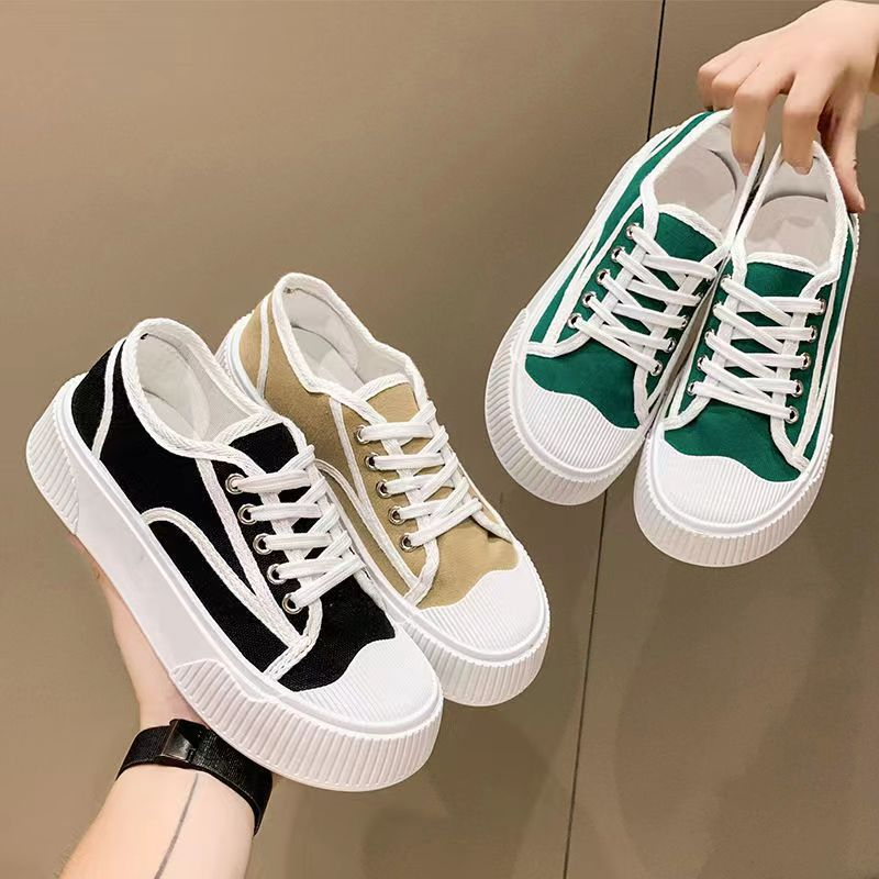 Women's Spring New Canvas Shoes Versatile Round Toe Casual Board Shoes