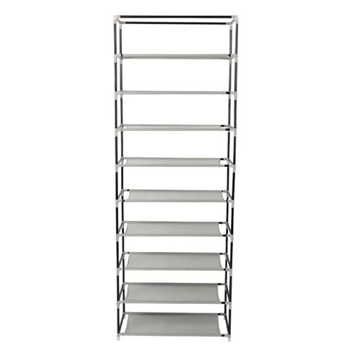 9 Tier Dust-proof Shoe Rack - Black/Grey