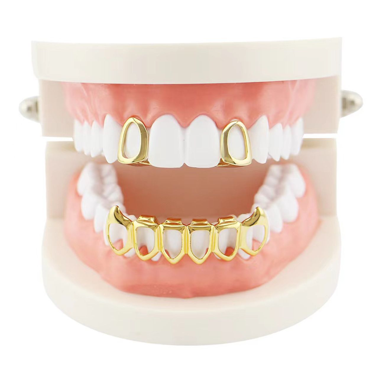 Hip-hop braces hiphop combination hollow canine braces decorative small tiger teeth set Tooth Grillz hip-hop teeth grillz 【gold,silver,rose gold】