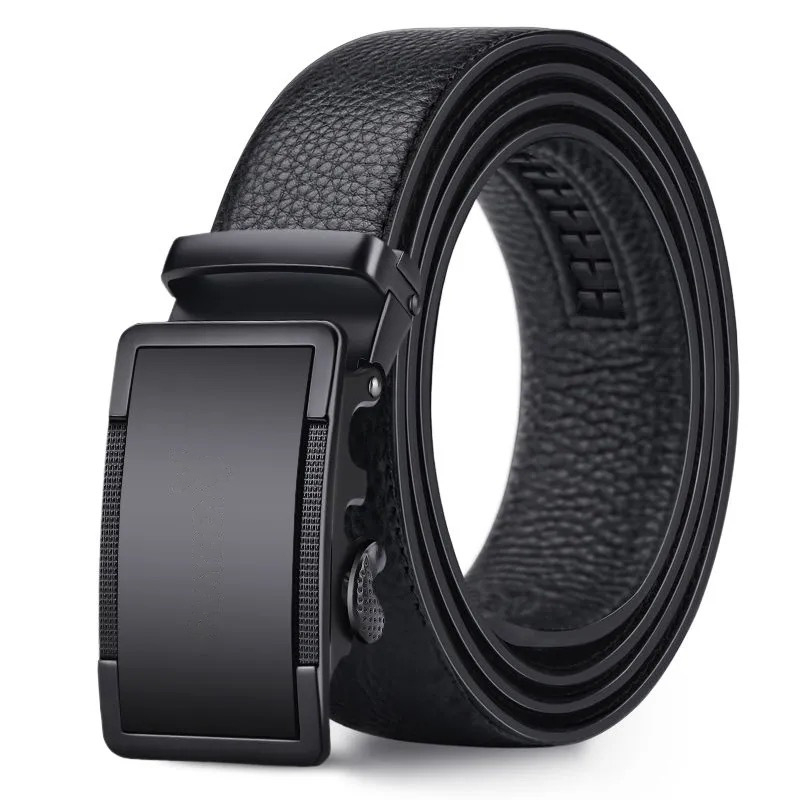 PD-PUYD Men's Casual Versatile Soft Leather Belt Automatic Buckle Jeans Belt