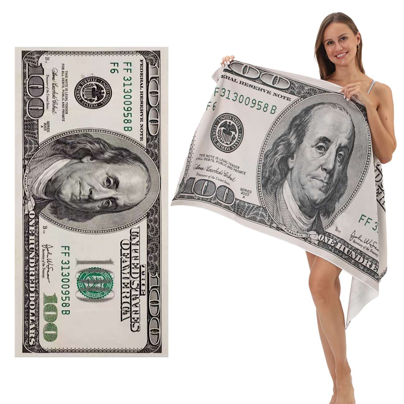 European and American dollar beach towels custom digital printing large towel bath towel