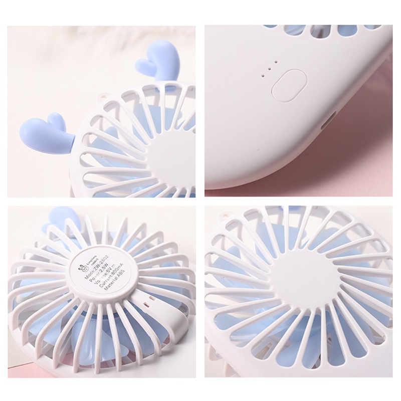 1PCs Cute Portable Mini Fan Handheld USB Chargeable Desktop Fans 3 Mode Adjustable Summer Cooler For Outdoor Travel Office