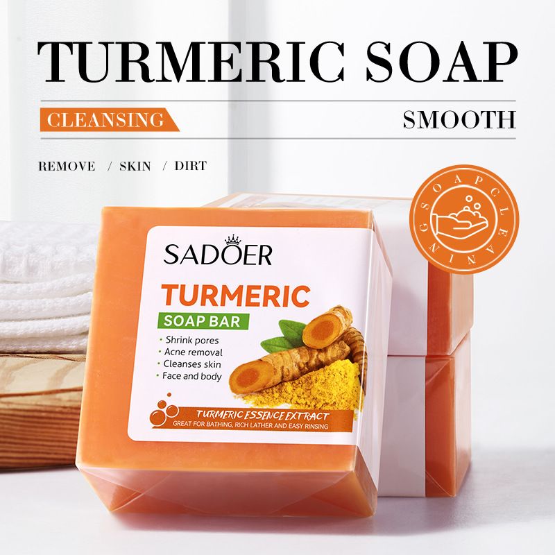 SADOER Turmeric Soap Handmade Soap,Bath Soap,Cleansing Body General Soap,Turmeric Soap BAR