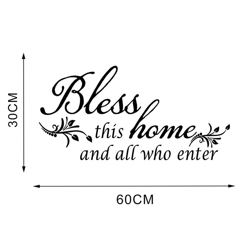 Bless This Home and All who Enter - Vinyl Wall Decal Entryway Living Room Décor Art Letters Quotes Stencil